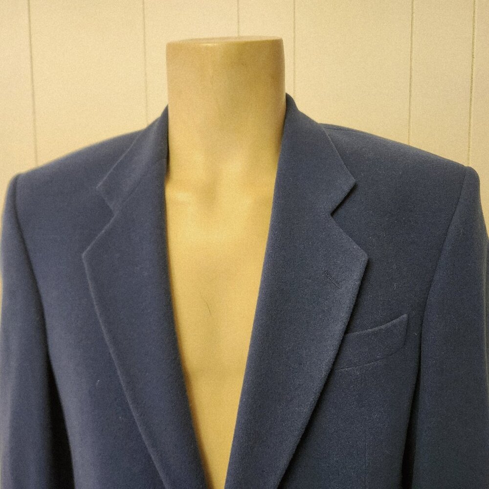 YSL men's blazer 40R blue cashmere blend vtg 1980s